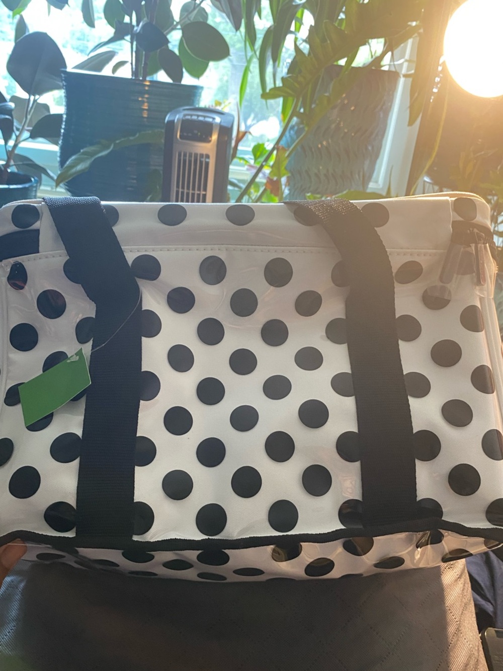 kate spade White and Black Polka Dot Coated Insulated Cooler Bag **NWT** - Picture 5 of 11
